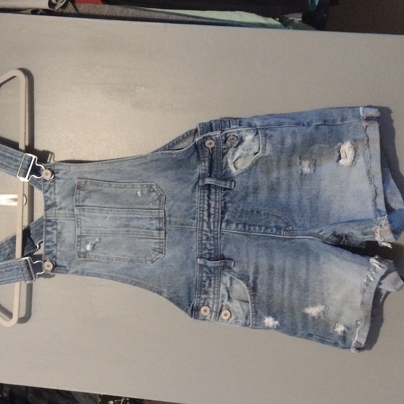 KANCAN Distressed denim shorts overalls - Picture 2 of 14